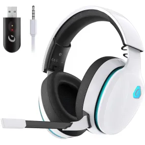 2.4GHz Wireless Gaming Headset for PC, PS4, PS5, Mac, Nintendo Switch, Bluetooth 5.2 Gaming Headphones with Noise Canceling Microphone, Stereo Sound, ONLY 3.5mm Wired Mode for Xbox Series-White