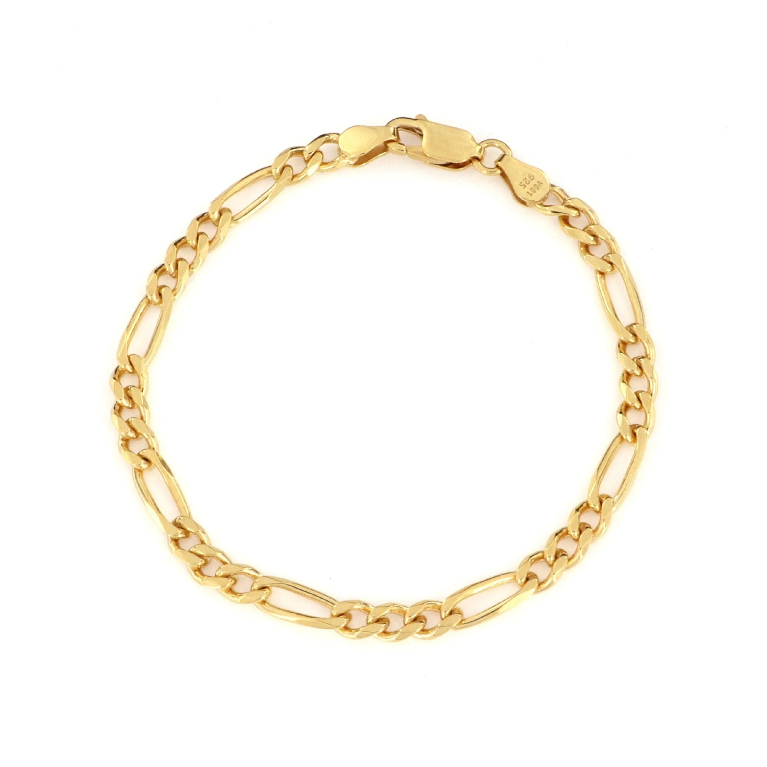 Armbånd, Figaro Kæde, forgyldt sterlingsølv, 16-19 cm/4,2 mm