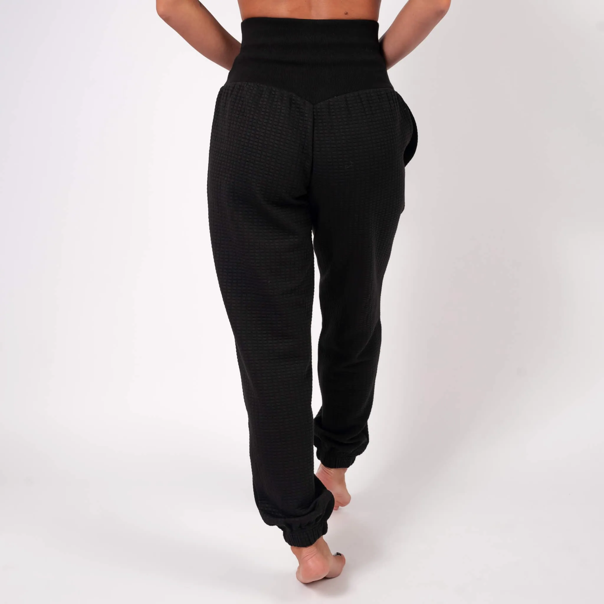 Black Lounge Waffle Jogger