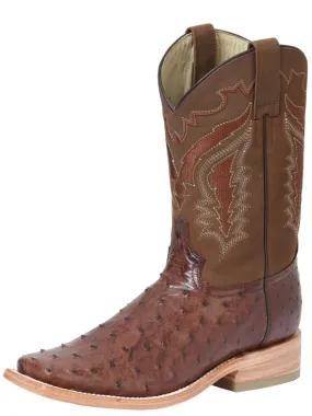 Botas Vaqueras Rodeo Exoticas de Avestruz Original para Hombre '100 Años' - ID: 42150