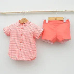 Conjunto Bebé Creta con camisa cuello Mao y pantalón