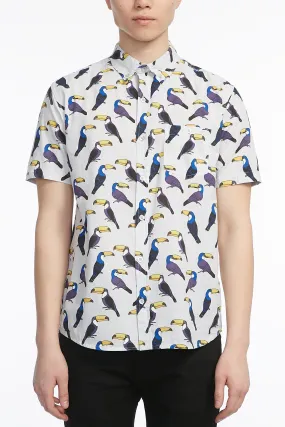 Guys Chambray Parrot Button Up Shirt