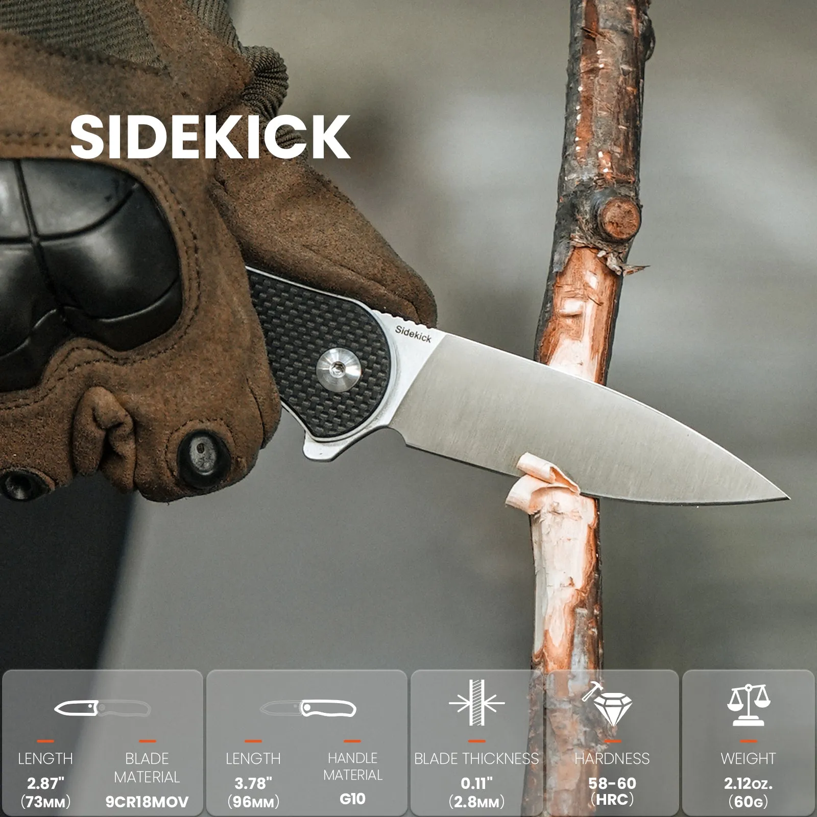 Kizer Sidekick Liner Lock G10 Handle L3006A1 (2.87 Satin)