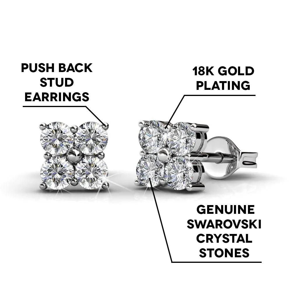 Rae “Brilliance” 18k White Gold Swarovski Stud Earrings