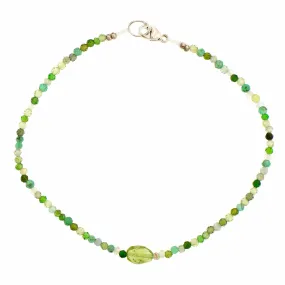 Sterling Silver Multi Gem & Peridot Beaded Bracelet