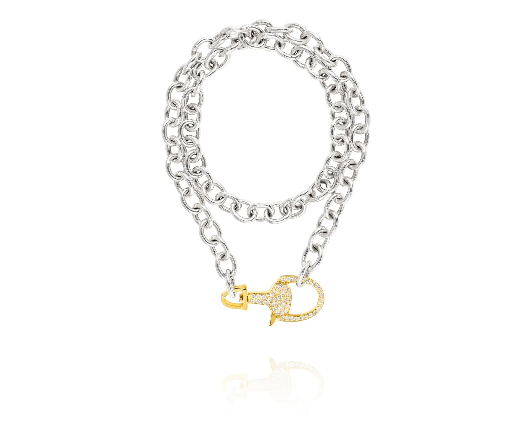 Stirrup Lock Chain Necklace | Diamond